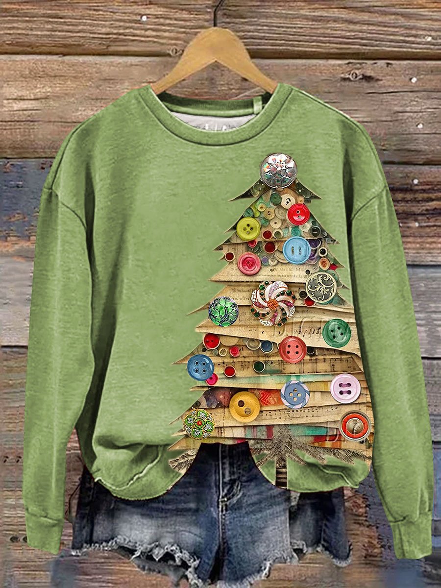 Merry Christmas Tree Gradient Color Print Graphic Sweatshirt