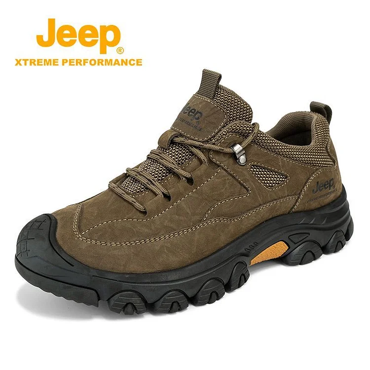 JEEP 2024 genuine leather men's soft sole sports travel hiking shoes