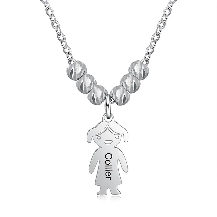 Mother Necklace with Children Charm Engraved Kid's Names