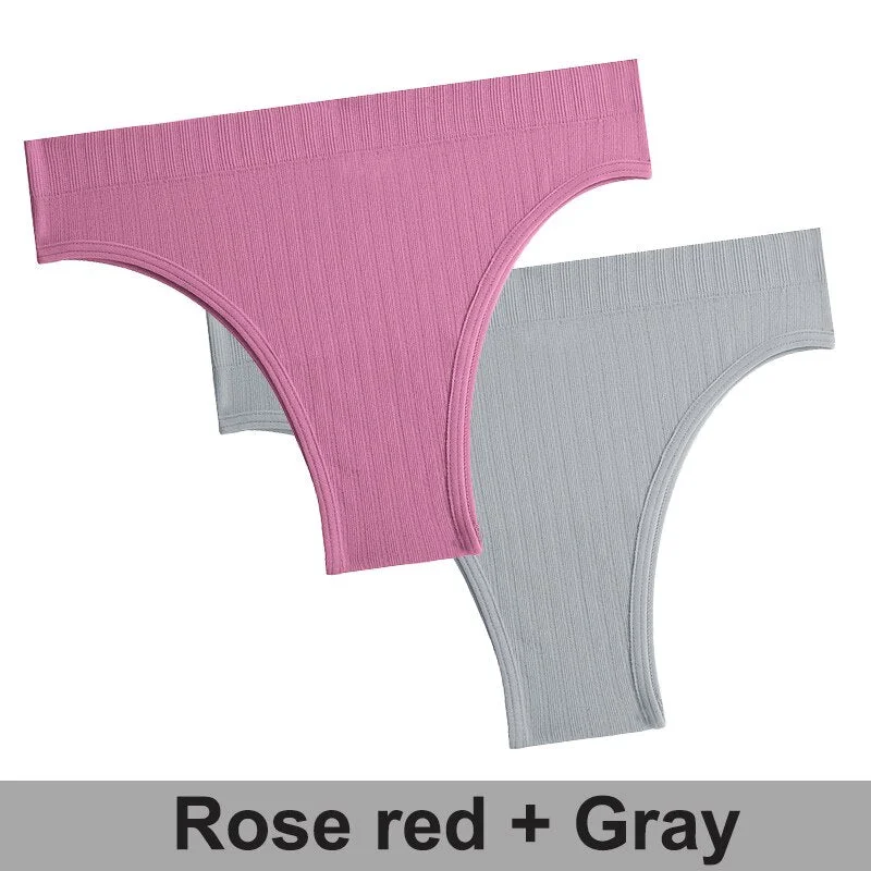 2PCS/Set Women Panties Seamless Underwear Female Lingerie Solid Color Sexy Brazillian Panties Woman's Underpants Intimate Pantys