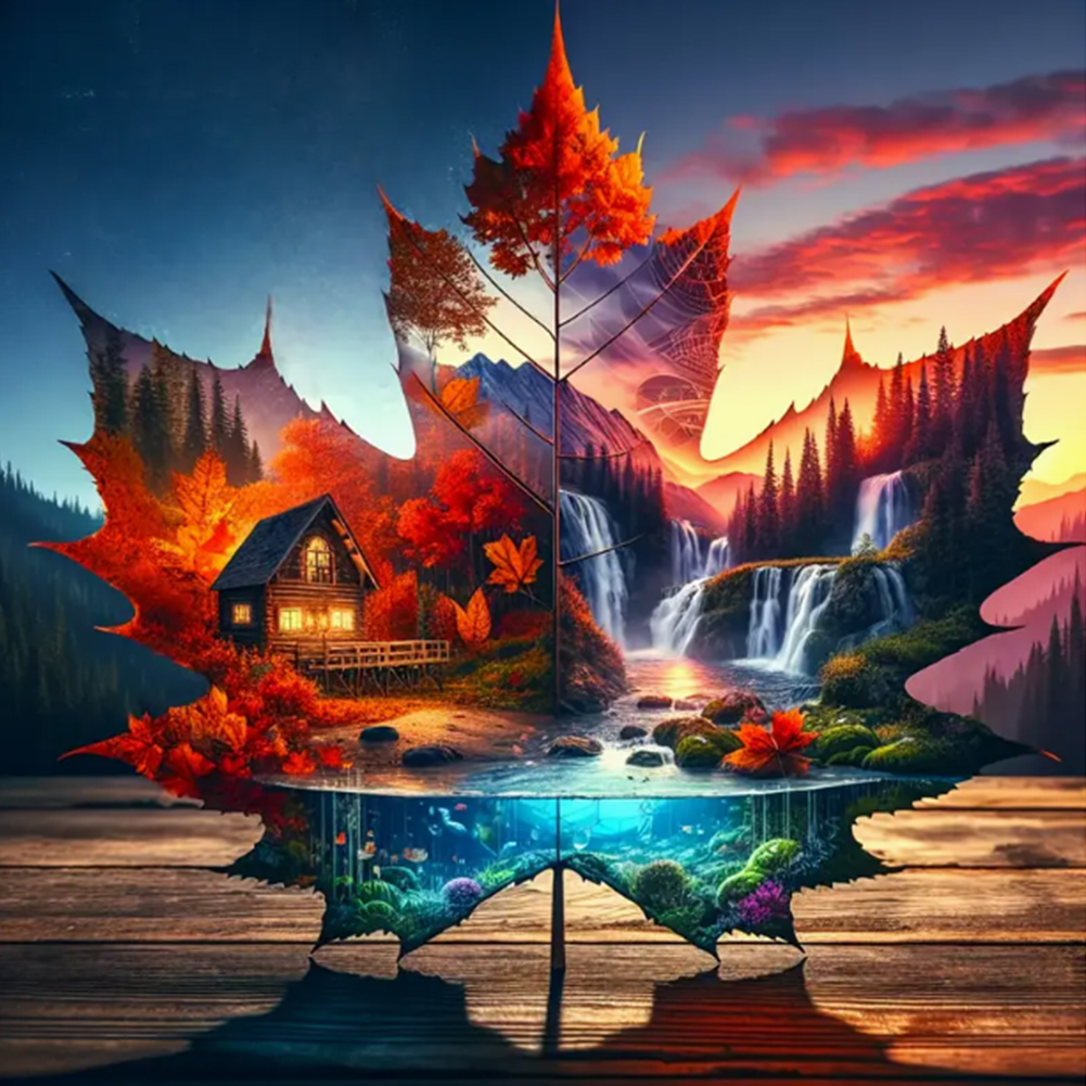 Magical Maple Leaf 30*30cm(canvas) full round drill diamond painting