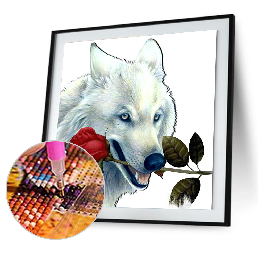 

25*25CM Round Drill Diamond Painting-White Wolfs, 501 Original