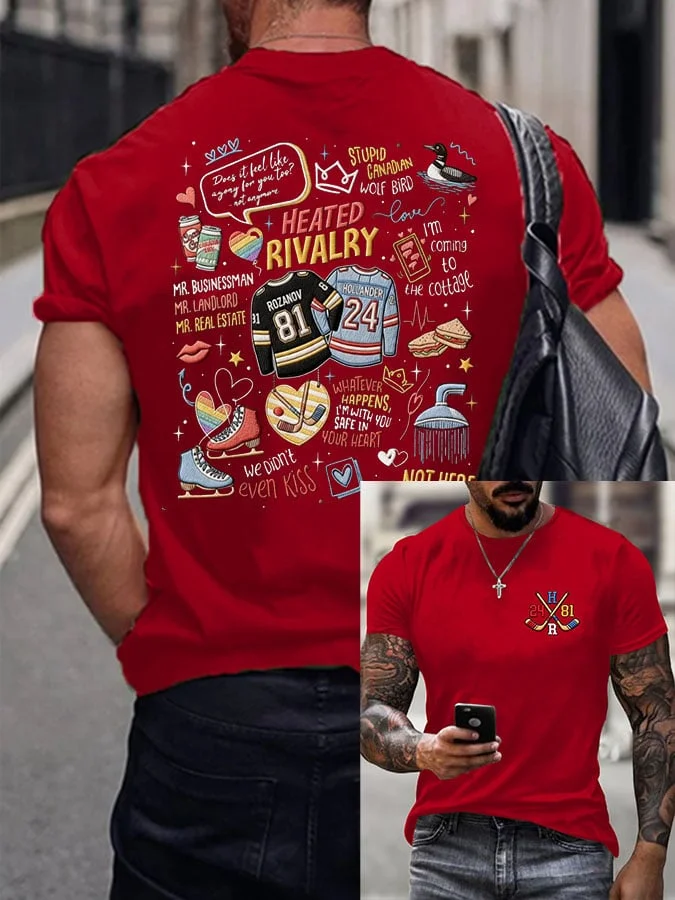 Men's Hockey Romance Print T-Shirt  socialshop