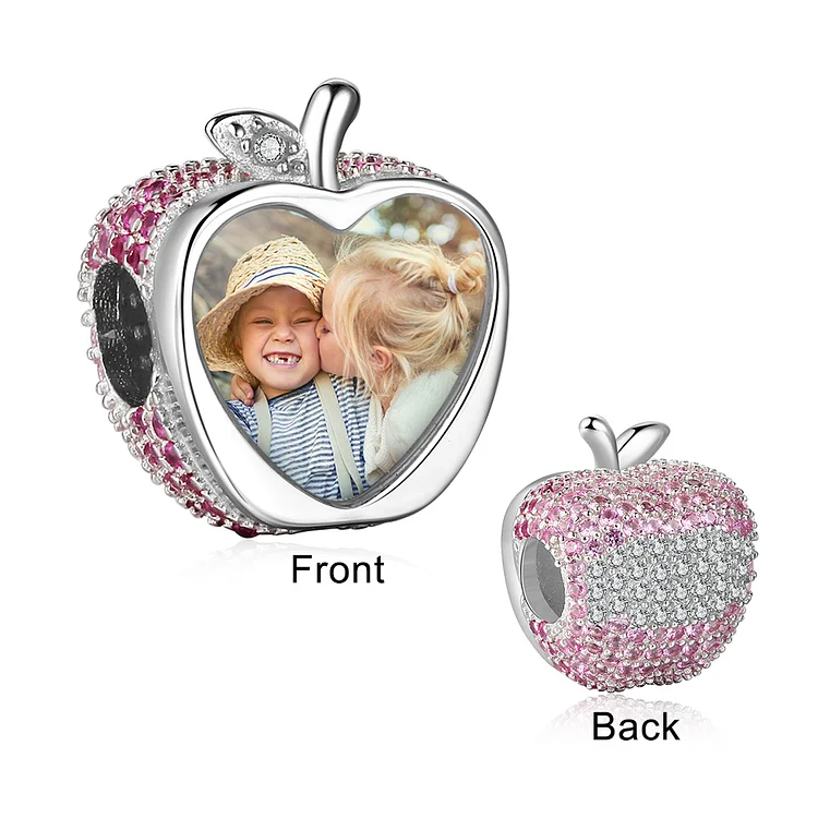 925 Sterling Silver Photo Charm Apple Shape