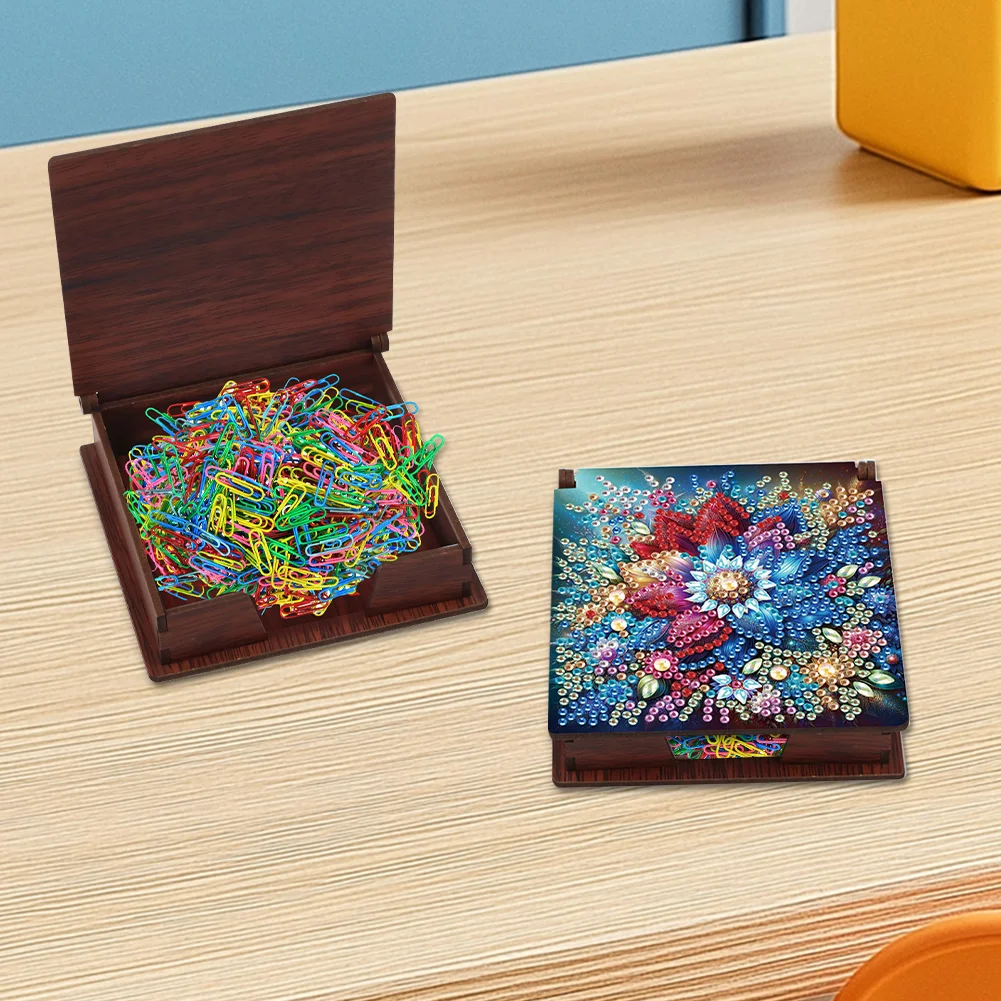 Wood Flower Diamond Painting Memo Pad Holder Mosaic Kit for Home Office