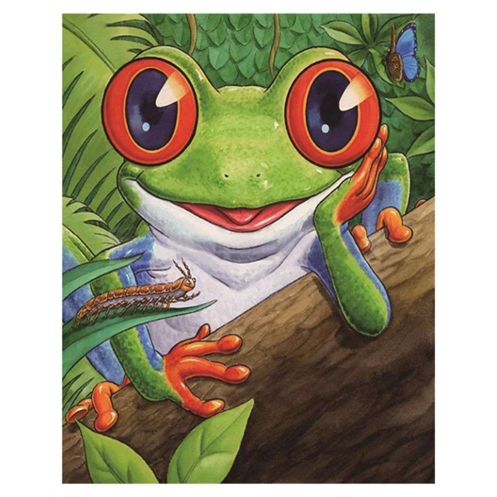 Full Round Diamond Painting Cartoon Red Eyes Frog (30*25cm)