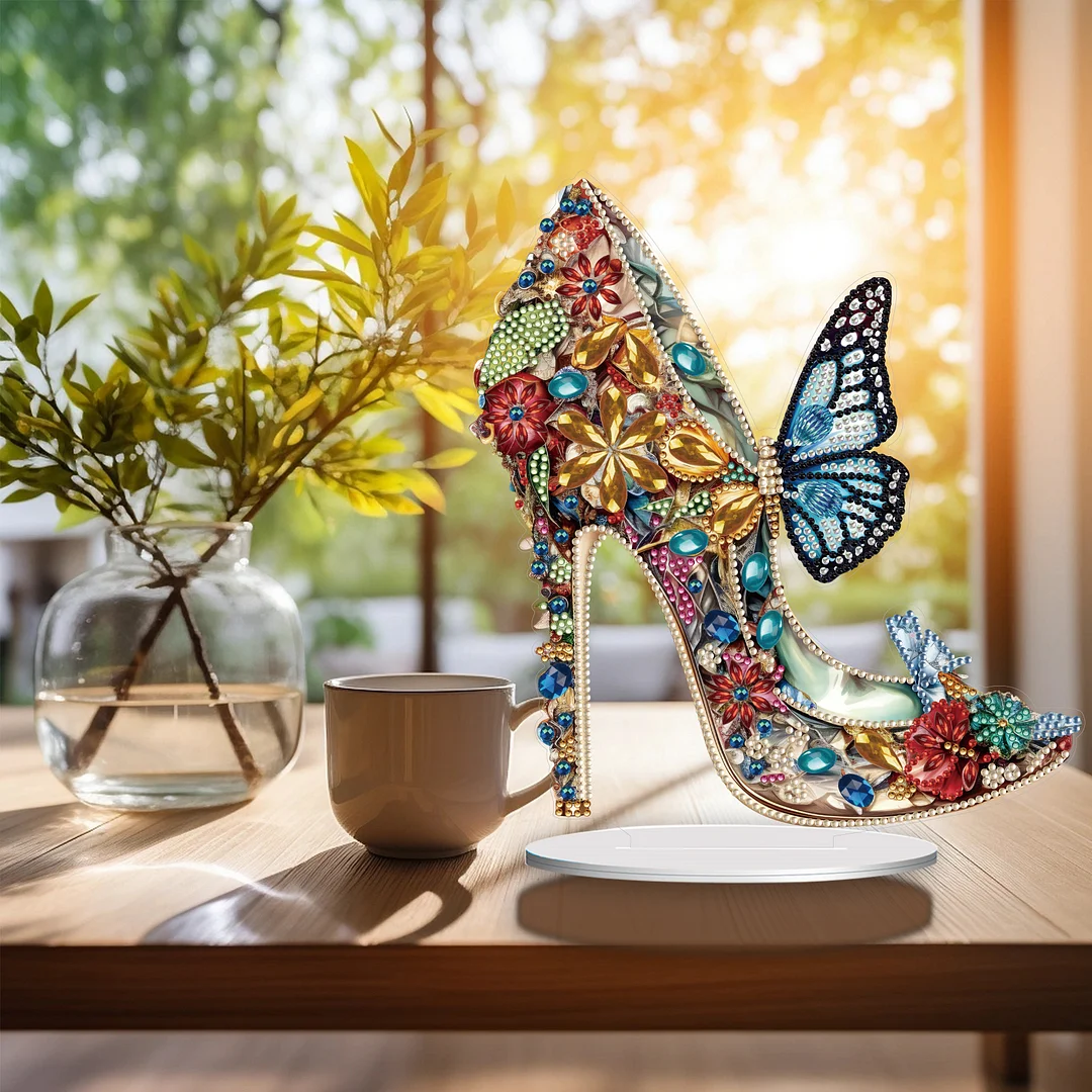 DIY High Heels Single Sided Diamond Painting Acrylic Tabletop Ornaments for Office Decor