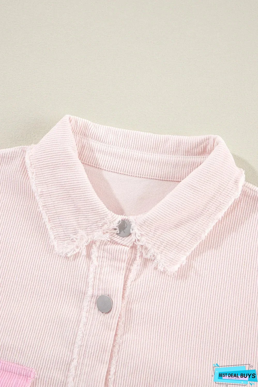 Delicacy Two-tone Color Exposed Seam Corduroy Shacket