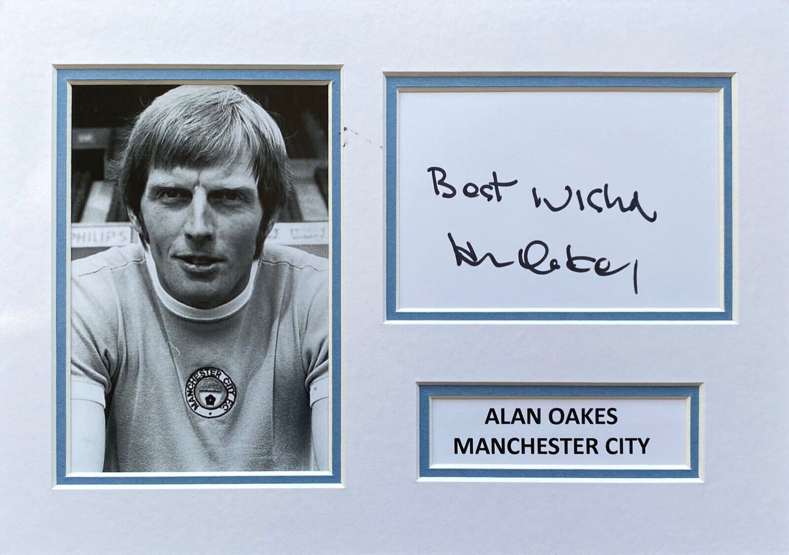 ALAN OAKES HAND SIGNED A4 Photo Poster painting MOUNT DISPLAY MANCHESTER CITY AUTOGRAPH 1