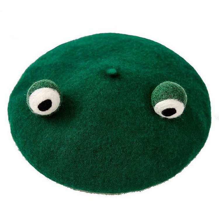 Funny Green Frog Beret Hat - Modakawa Modakawa