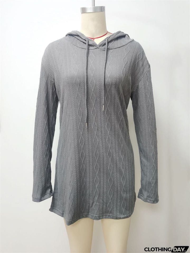 Rhombus Jacquard Trendy Hooded Knit Dress for Women