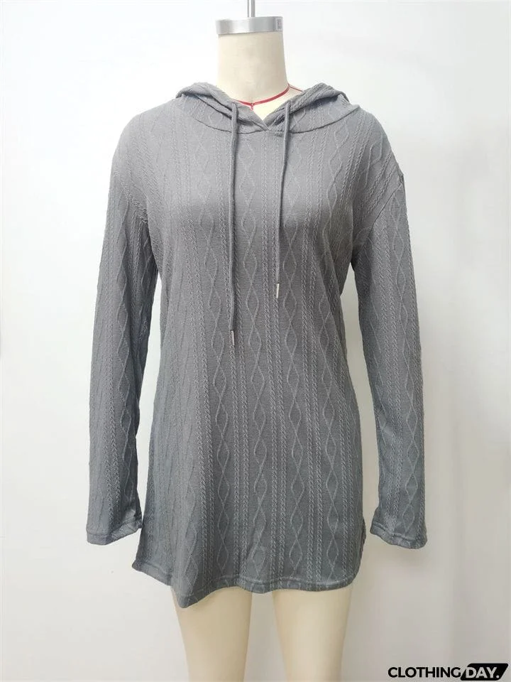 Rhombus Jacquard Trendy Hooded Knit Dress for Women