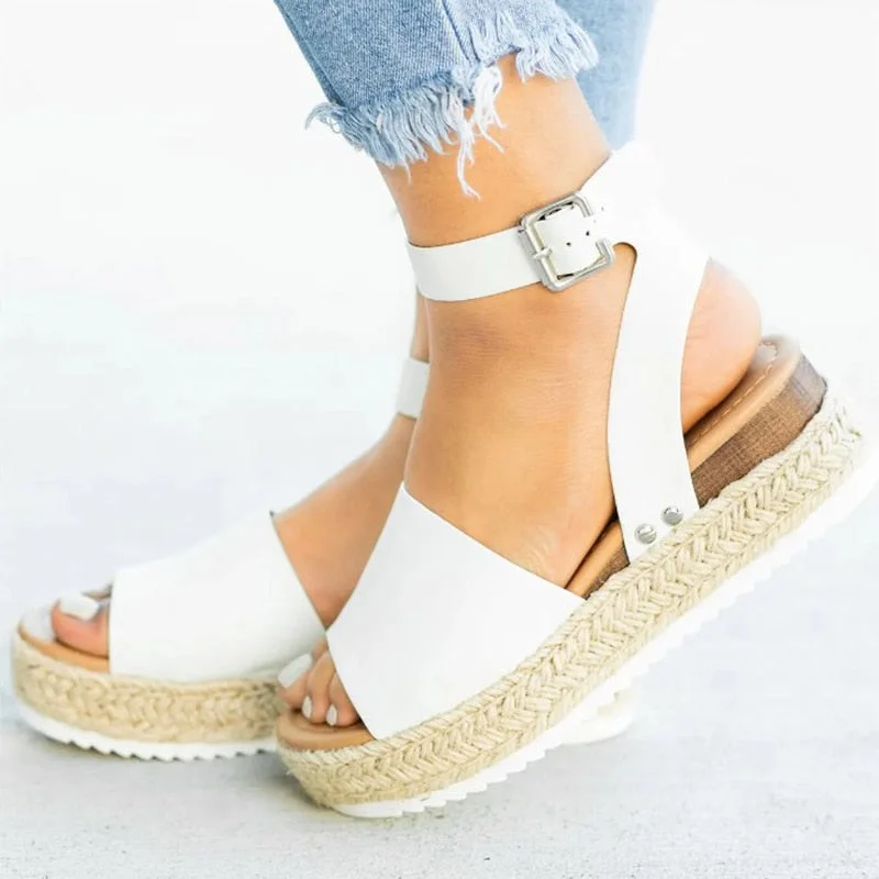 Women Sandals Soft Leather Wedges Shoes Women Espadrilles Platform Sandals Female 4cm High Heels Sandals Summer Chaussures Femme