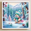 Diamond Painting-DIY Full Round Drill Snowy Bear In Forest