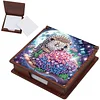 Wooden DIY Hedgehog Hydrangea Bouquet Diamond Painting Kit Note Box for Office
