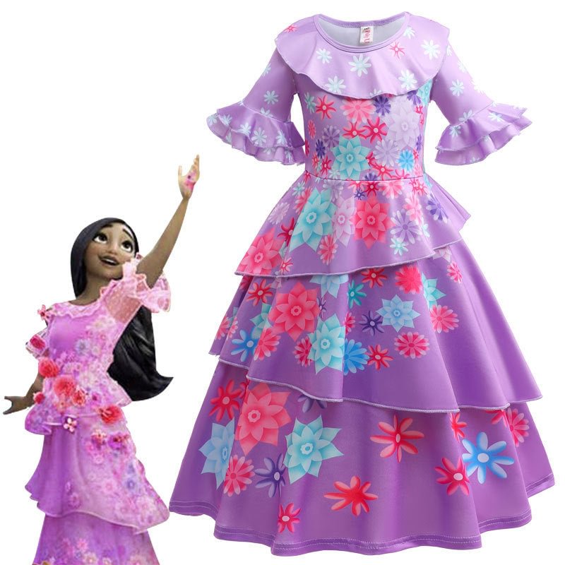Encanto Outfit for Girls Mirabel Cosplay Princess Halloween Costumes-elleschic