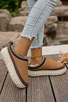 Women's Contrast Stitch Detail Faux Suede Plush Winter Clog Slippers