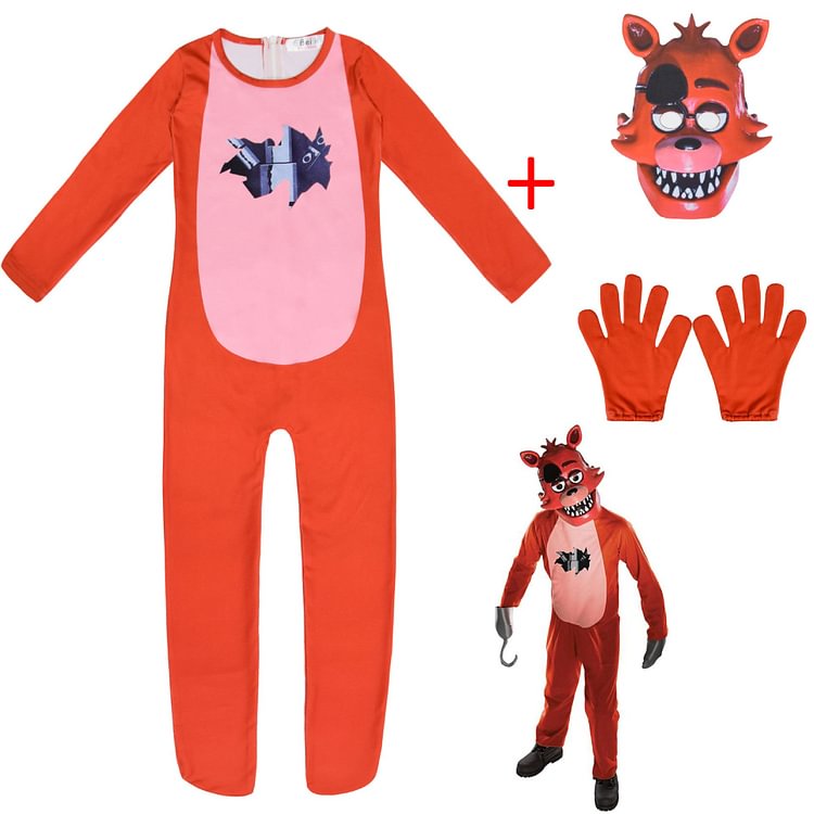 Mayoulove Five Nights at Freddys FNF Game Cosplay Costume with Mask Boys Girls Bodysuit Halloween Fancy Jumpsuits-Mayoulove