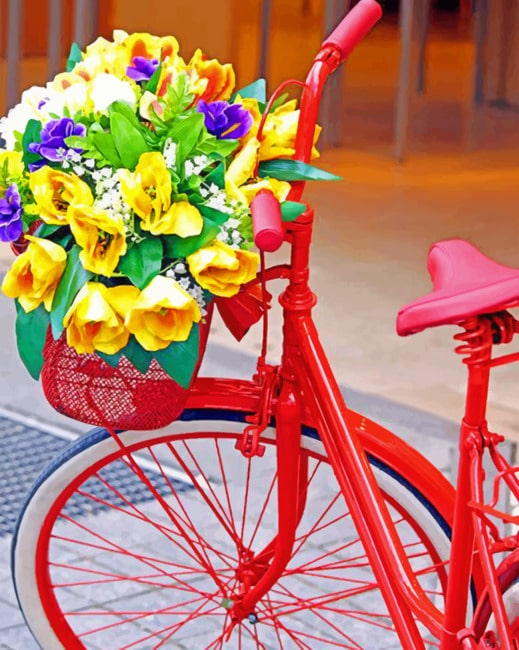 

Red Bike And Flowers – Aesthetic Paint By Numbers - 40*50CM, 501 Original
