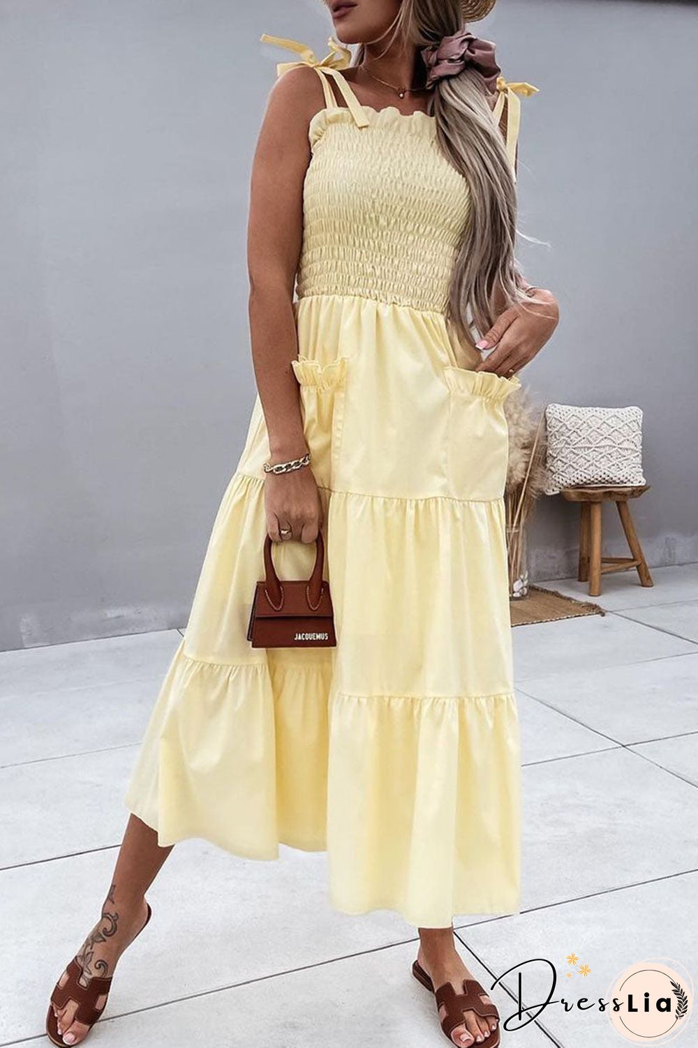 Fashion Casual Solid Split Joint Spaghetti Strap A Line Dresses