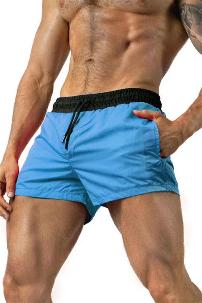 Men Sports Quick Dry Gyms Running Fitness Beach Shorts Without Lining Shorts Lightweight Elastic Belt Boxers Stylish Simplicity