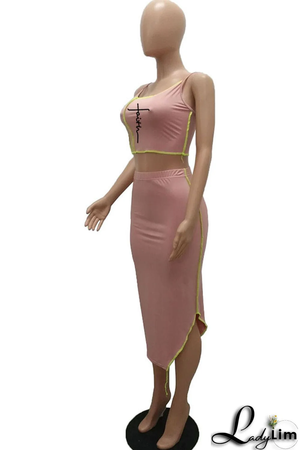 Burgundy Sexy Print Split Joint Asymmetrical Spaghetti Strap Sleeveless Two Pieces