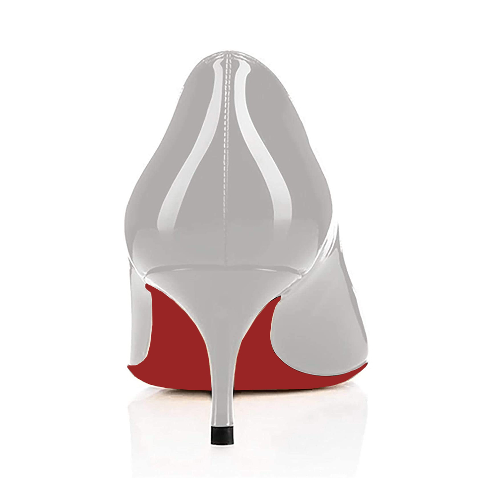 60mm Kitten Heels Solid Color Heels Party Daily Pumps Grey Patent-vocosishoes