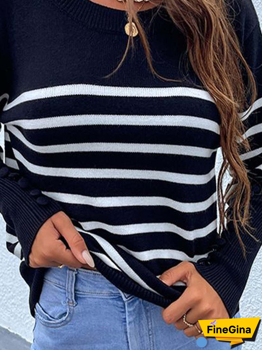 Striped Casual Crew Neck Sweater