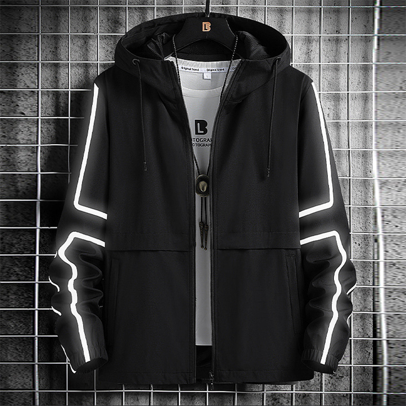 Simple Casual Reflective Strip Jacket