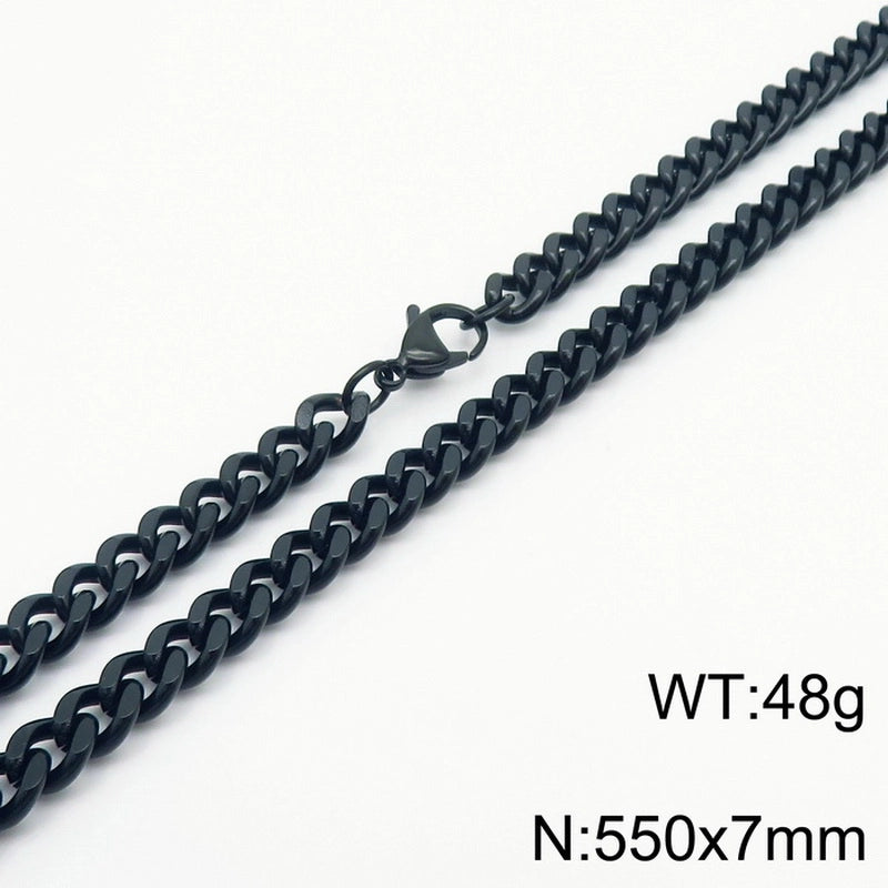 Fashion Simple Bracelet Stainless Steel Six-Sided Grinding Chain Choker Necklace