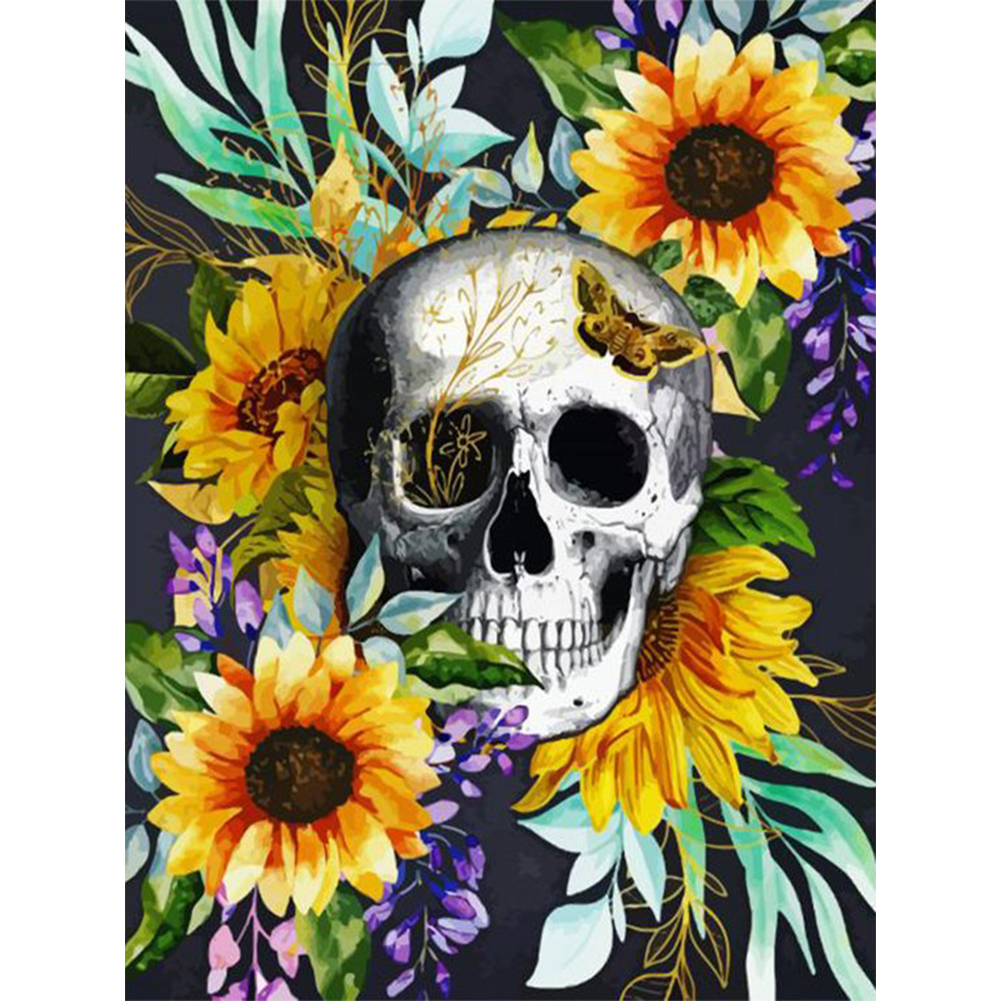 

30*40CM - Paint By Numbers - Sunflower Skull, 501 Original