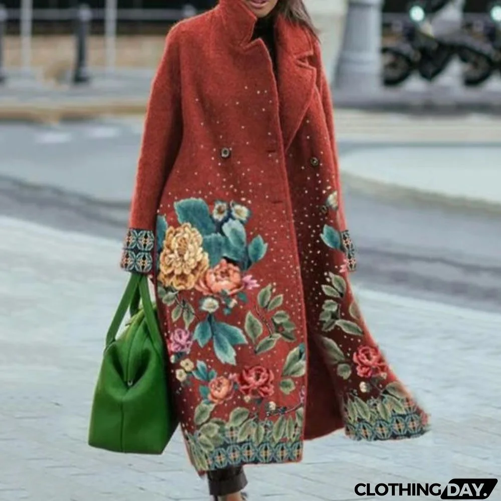 Women Fashion Autumn And Winter Long Sleeve Lapel Over Coat