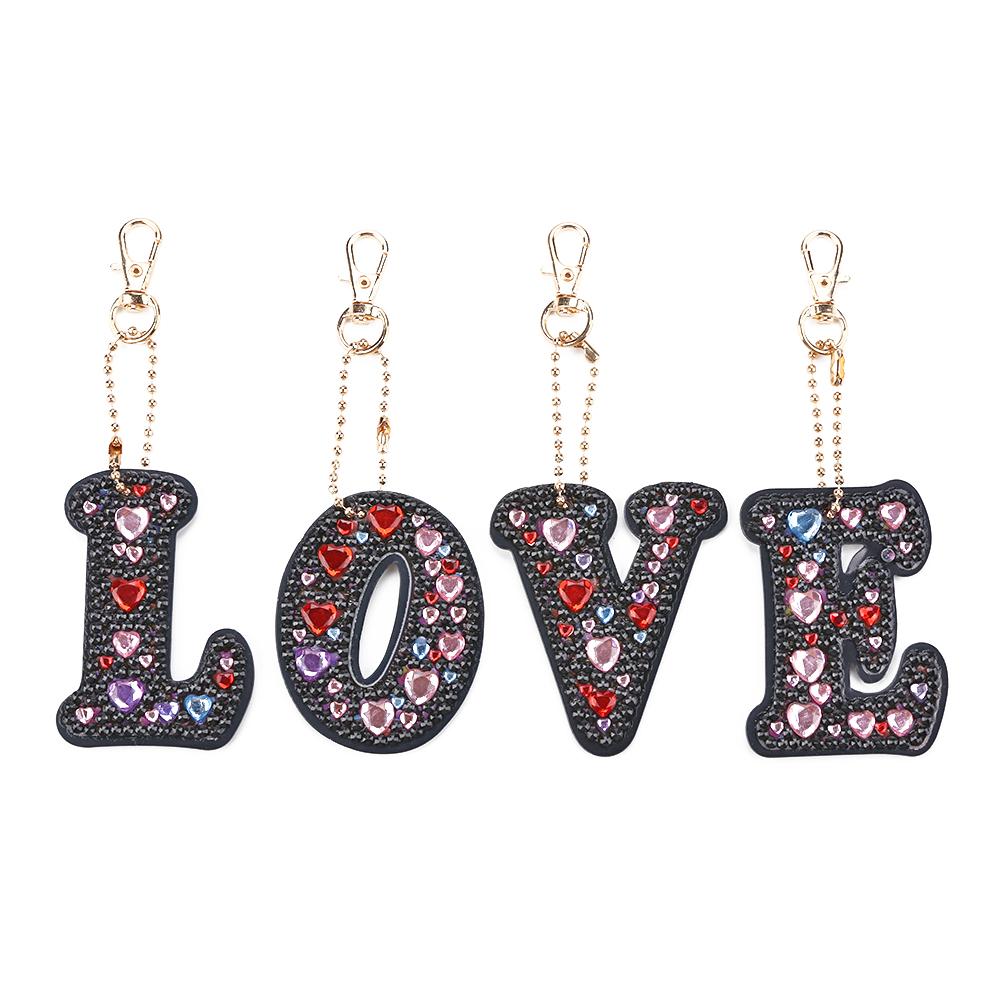 

4pcs Love Letter-DIY Creative Diamond Keychain, 501 Original