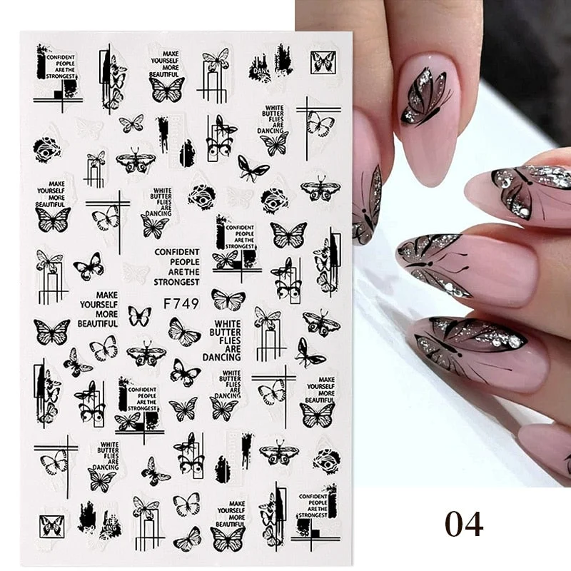 Dandelion Flower 3D Nail Stickers Women Face Abstract Butterfly Image Sexy Girl Christmas Slider Design Polish Nails Art Decals-Nail Inspo