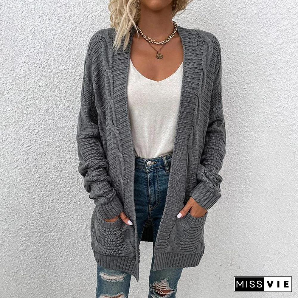 Long Pure Color Twist Shape Sweater Outerwear