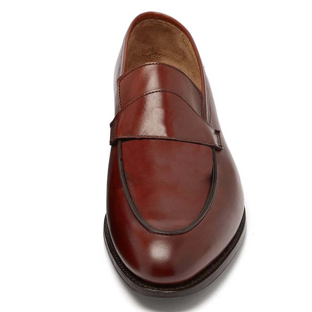 Classic Vegan Leather Brown Closed Toe Flat Loafer Shoes Women