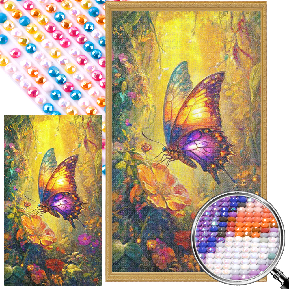 Butterfly In The Forest 40*70cm(picture) full round drill diamond painting with 3 to 5 colors of AB drills