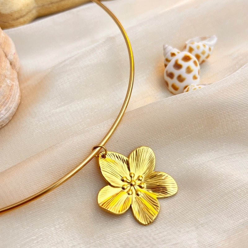 Elegant Marine Style Flower 304 Stainless Steel 18K Gold Plated Plating Stainless Steel Necklaces