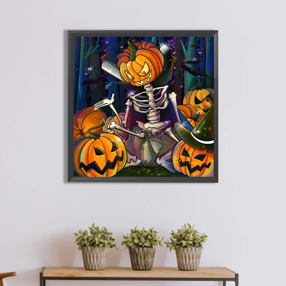 Diamond Painting - Full Round Drill - Skull Pumpkin(Canvas|30*30cm)