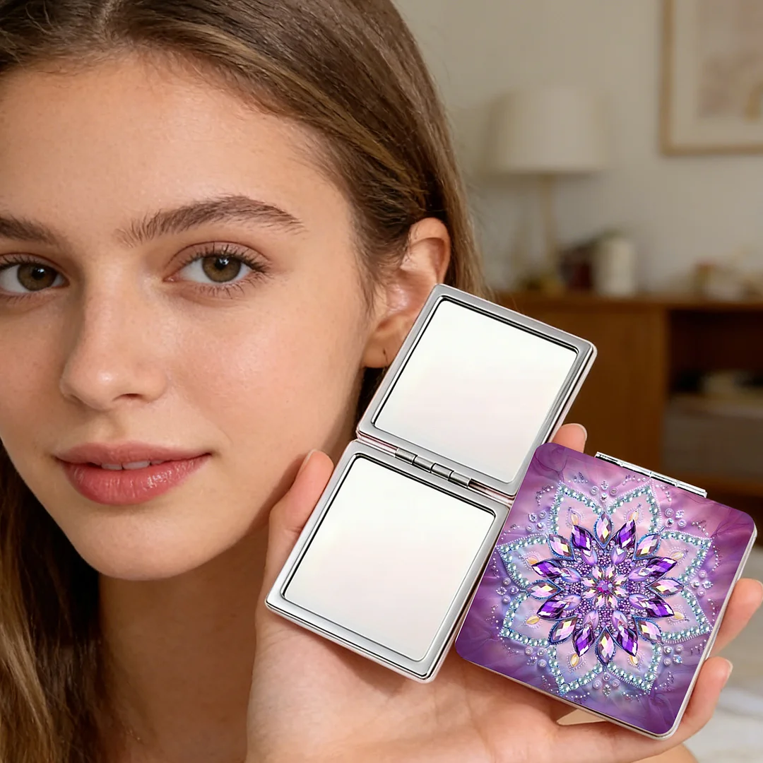 Mandala DIY Special Shaped Diamond Painting Compact Mirror Kits Diamond Art Painting Pocket Mirror for Beginners Adults Art Craft Woman Gifts