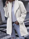 Simple Solid Color Lapel Collar Buttoned Loose Casual Woolen Outerwear