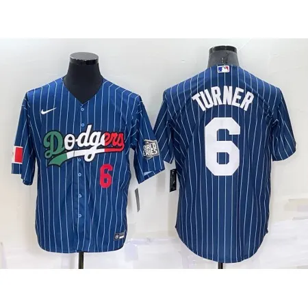 Men's Los Angeles Dodgers #6 Trea Turner Navy Mexico World Series Cool Base Stitched Baseball Jersey BDSG