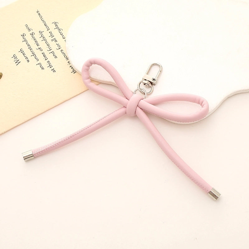 Basic Bow Knot Pu Leather Bag Pendant Mobile Phone Chain Keychain