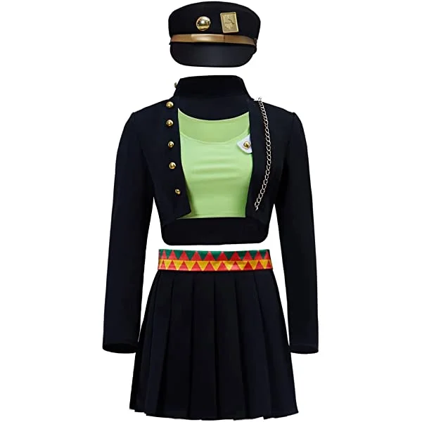 Women's Anime JOJO Cosplay Jotaro Kujo Costume Kujoh Jotaro Uniform Jacket Skirt with Hat Outfit