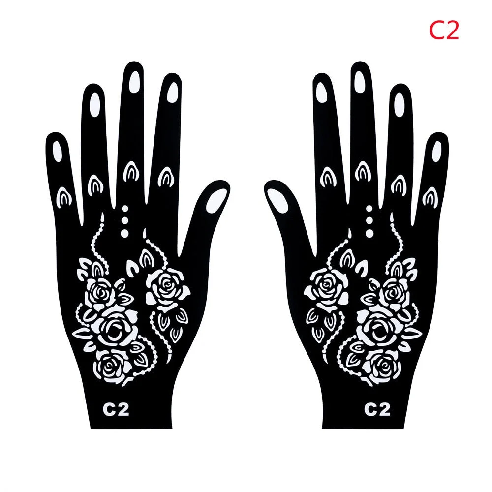 1PC Multiple Professional Henna Stencil Temporary Hand Tattoo Body Art Sticker Template Wedding Tool India Flower Tattoo Stencil