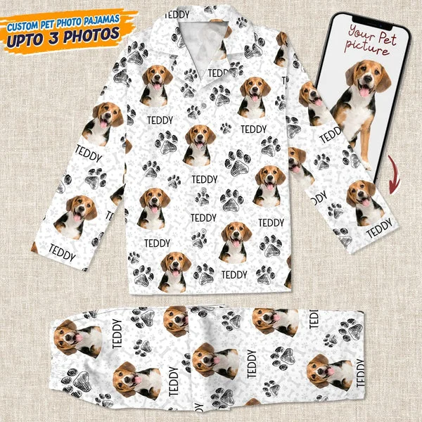 Custom Photo Dog Cat Paw For Dog Cat Lover Pajamas Set