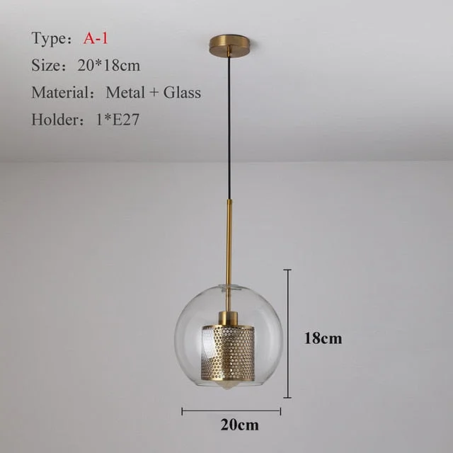 Loft Modern Pendant Light Glass Ball Hanging Lamp Kitchen Light Fixture Dining Hanglamp  Living Room Luminaire