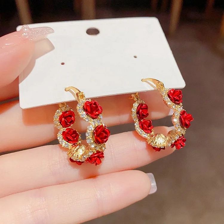 Rose crystal earrings