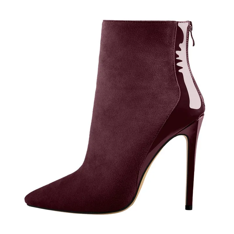 Onlymaker Women's Shoes Pointed Toe 10CM Thin High Heel Ankel Booties Side Zipper Red Blue Big Size boots
