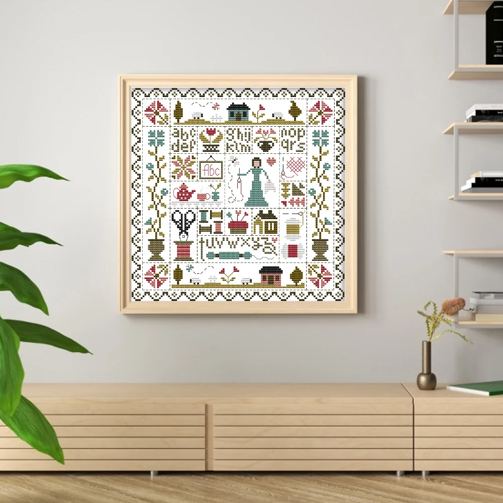 Sewing Cross Stitch Kit 28x28cm DIY 11CT Thread Art White Fabric Decor